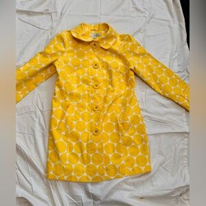 Size 8P Boden rain jacket, white with yellow polka dots